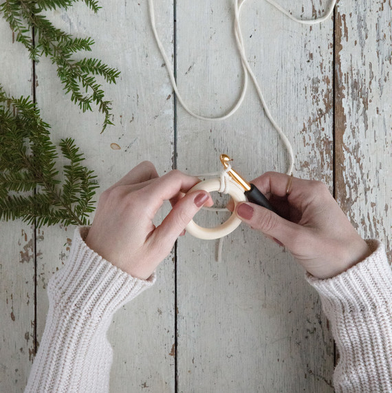 working yard around wooden wring crochet wreath working yard around wooden wring crochet wreath