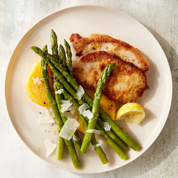 Parmesan Pork with Polenta and Asparagus Parmesan Pork with Polenta and Asparagus