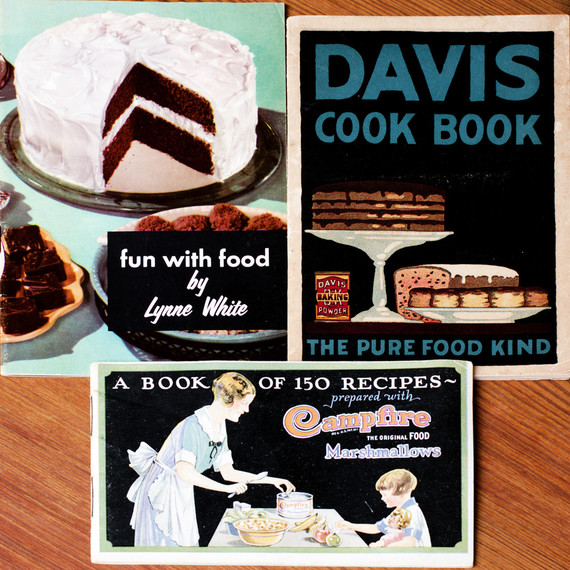 vintage dessert pamphlets with cake illustrations vintage dessert pamphlets with cake illustrations