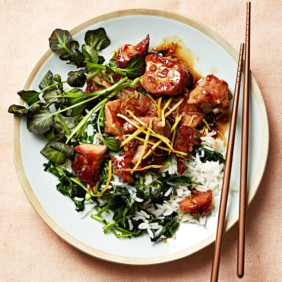 orange pork with watercress rice orange pork with watercress rice