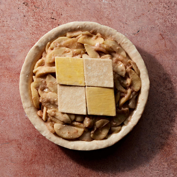 pie with four tile style squares on top pie with four tile style squares on top