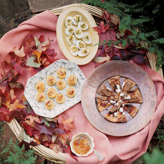 outdoor assorted appetizers with fall leaves decor outdoor assorted appetizers with fall leaves decor