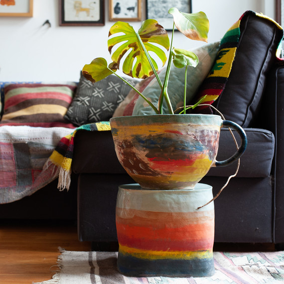 ceramic teacup planter in living room ceramic teacup planter in living room