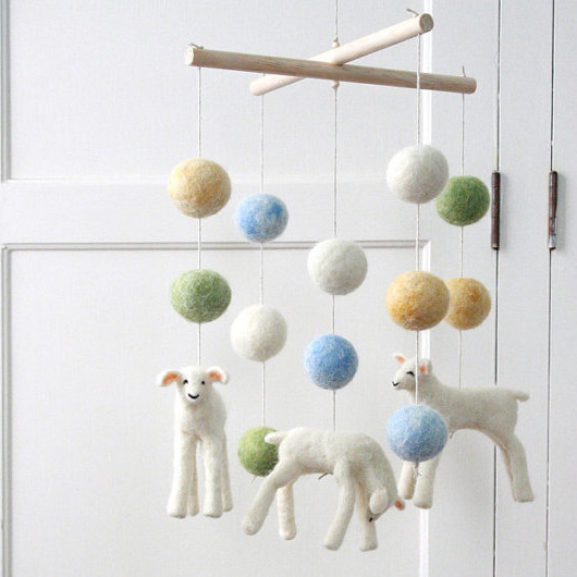 Aww Check Out These Felted Animal Baby Mobiles From Sheep Creek Felted Mobile Lambs