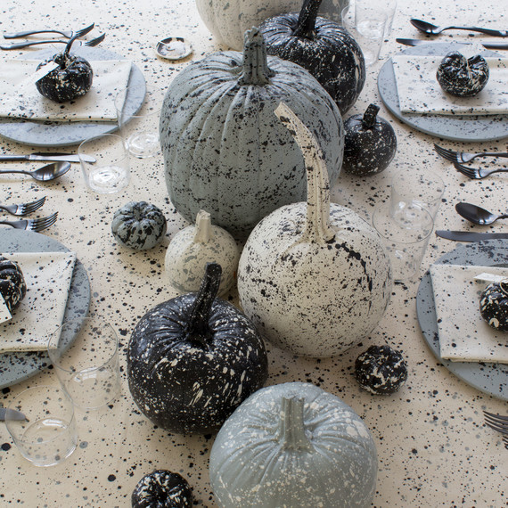 splatter-painted pumpkins splatter-painted pumpkins