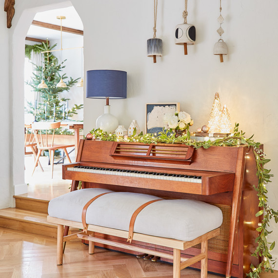 emily henderson holiday decor piano with garland emily henderson holiday decor piano with garland