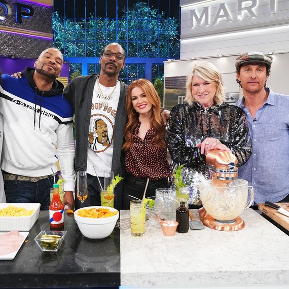 Martha Stewart and Snoop Dogg on the set of their show.