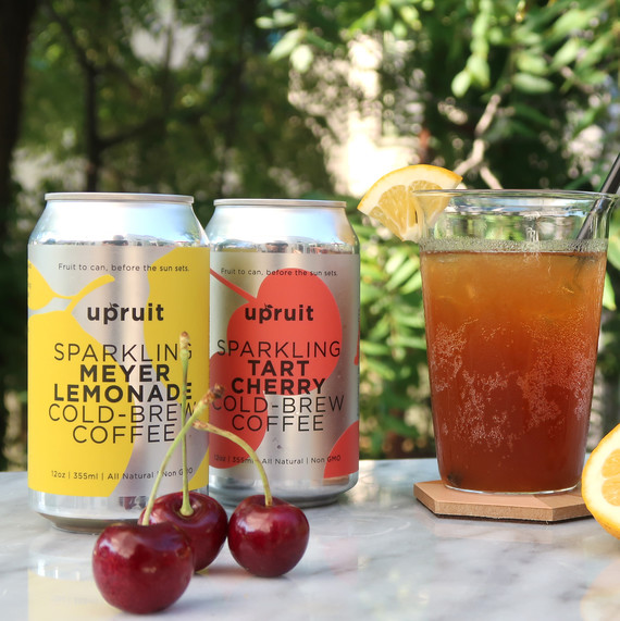 Upruit sparkling coffee lemonade cherry close-up Upruit sparkling coffee lemonade cherry close-up
