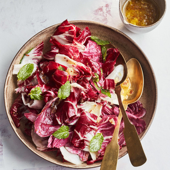 Radicchio Salad With Chopped-Lemon Dressing with spoons Radicchio Salad With Chopped-Lemon Dressing with spoons