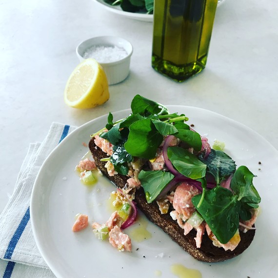 healthy salmon salad with celery and walnuts healthy salmon salad with celery and walnuts