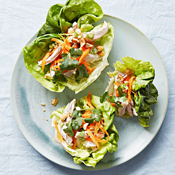 Poached-chicken cups with ginger-scallion oil Poached-chicken cups with ginger-scallion oil