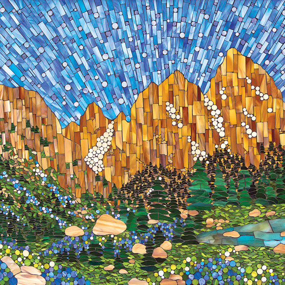 Kasia Polkowska stained glass mosaic Wyoming landscape Kasia Polkowska stained glass mosaic Wyoming landscape