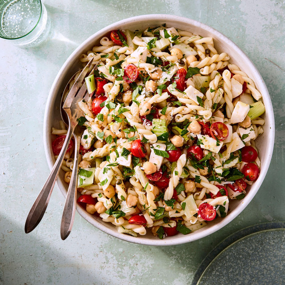 Pasta Salad with Tomatoes, Mozzarella, and Chickpeas Pasta Salad with Tomatoes, Mozzarella, and Chickpeas
