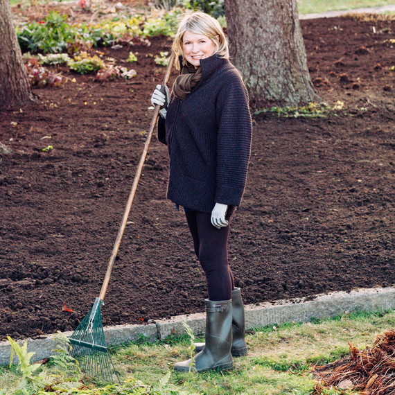 Martha holding a rake Martha holding a rake