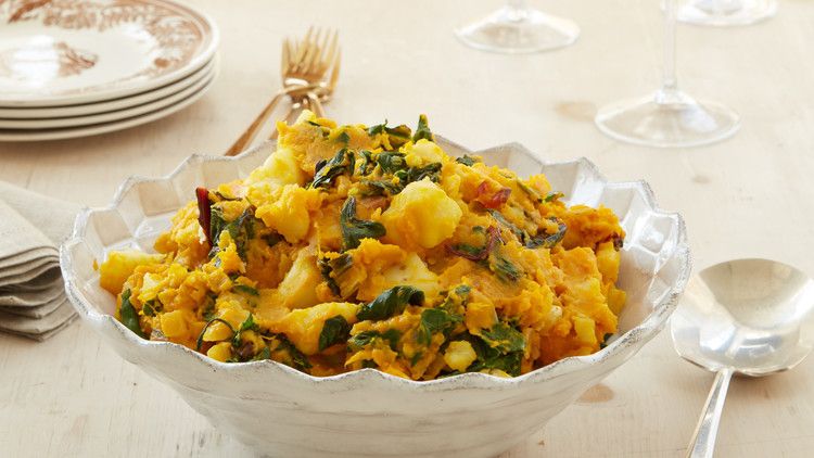 Mashed Potatoes with Pumpkin and Greens image
